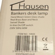 Hausen 60W Bankers Desk Lamp Polished Brass with Green Glass Swivel Head