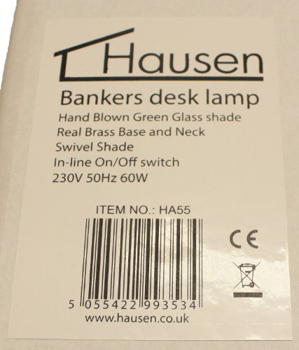 Hausen 60W Classic Bankers Desk Lamp Polished Brass with Green Glass Swivel Head 