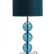 Premier Housewares Mistro Teal Table Lamp with 3 Glass Balls Chrome Base and Faux Suede Shade