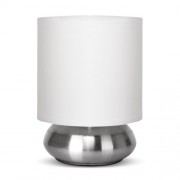 Pair of - Chrome Touch Table Lamps with White Shades
